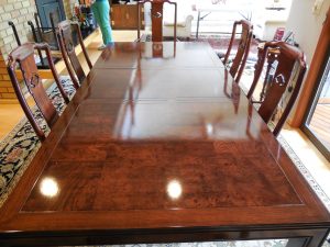 Long wooden table 5 chairs